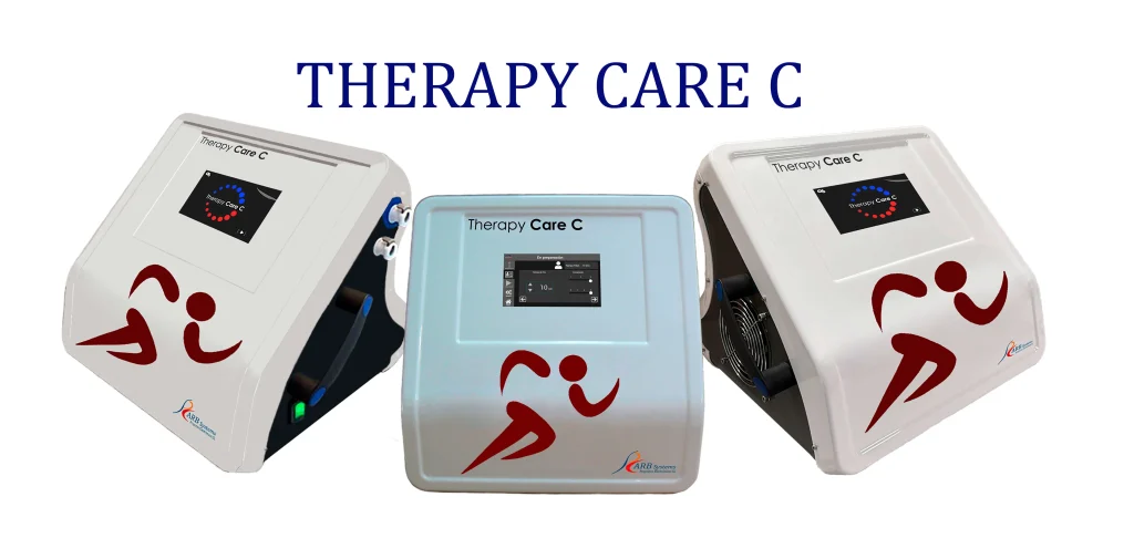Equipo Therapy Care C para aplicaciones de frío sin hielo con compresión hidráulica, diseñado para prevenir el dolor y acelerar la recuperación muscular.