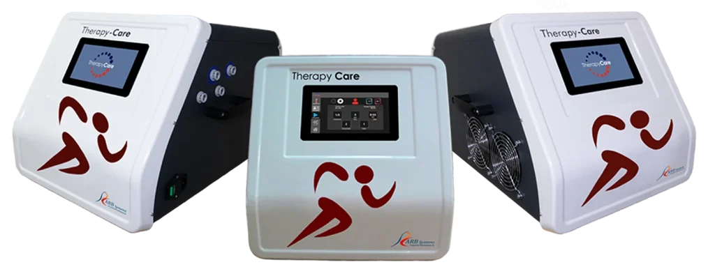 Therapy Care equipment for muscle recovery, specializing in applications of thermal contrasts, cold, heat and compression to accelerate muscle recovery.