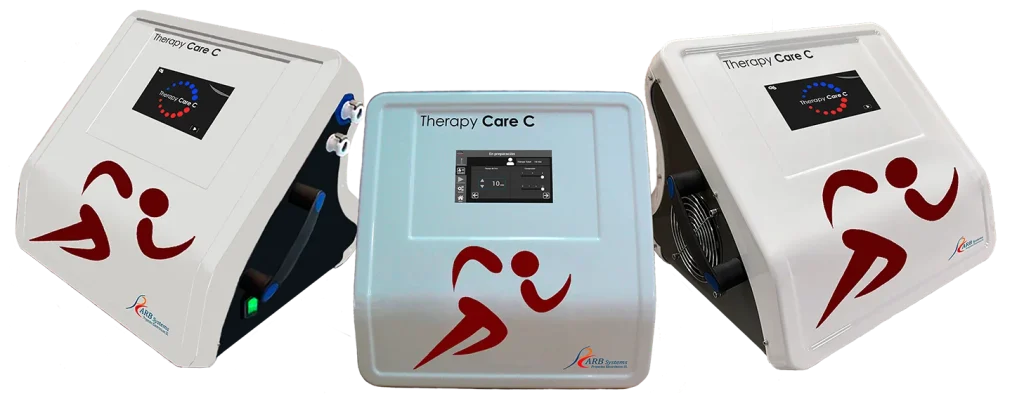 Therapy Care C device for cryotherapy applications without ice using hydraulic compression, designed to prevent pain and accelerate muscle recovery.